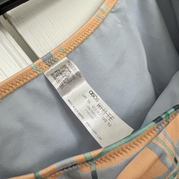 Orange Blue Plaid High Waisted Bikini Set - Picture 3 of 4